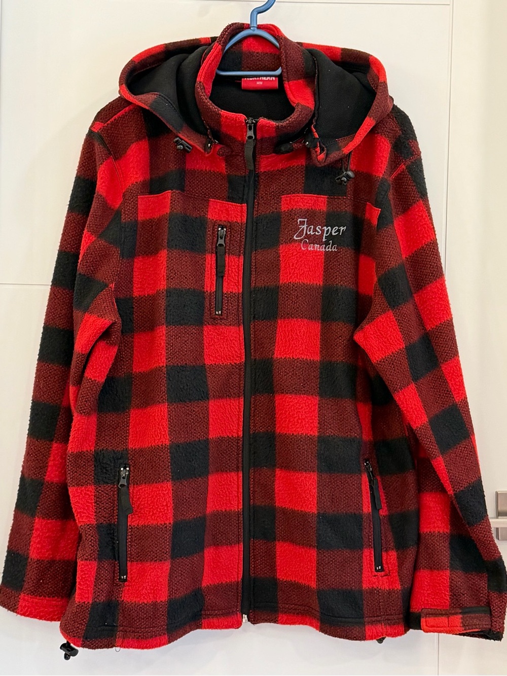 Men’s Red & Black Buffalo Plaid Fleece Jacket